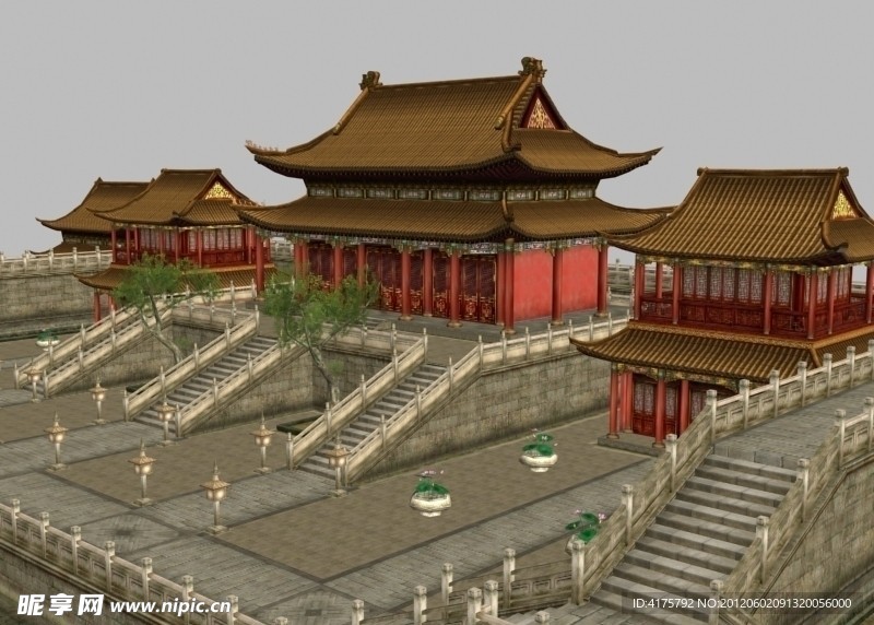 中国古建楼max模型