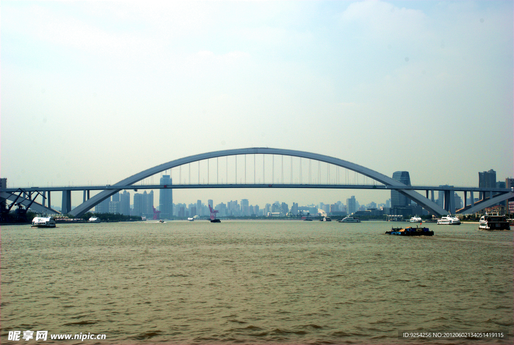 横跨两岸的卢浦大桥