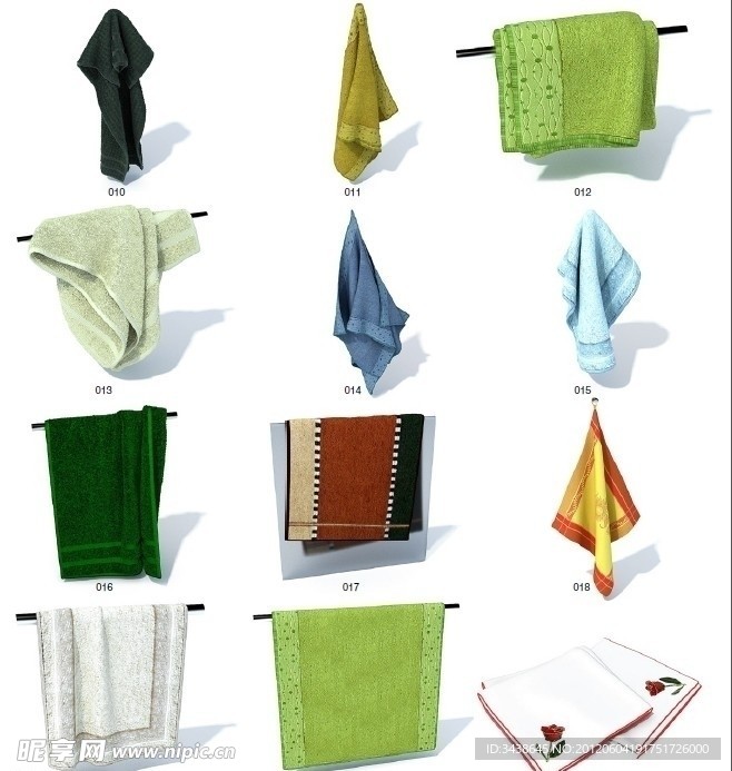 毛巾 衣服 窗帘模型
