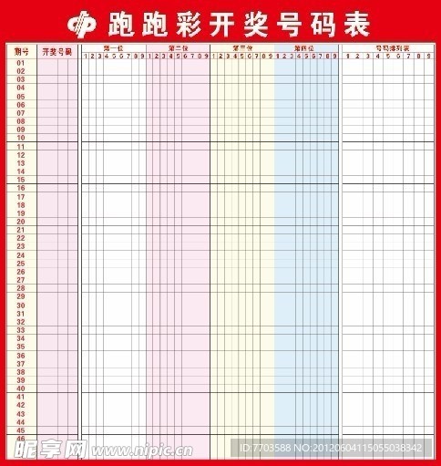 跑跑彩开奖号码表