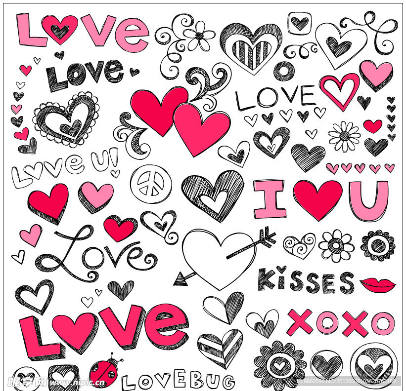 手绘字 love心