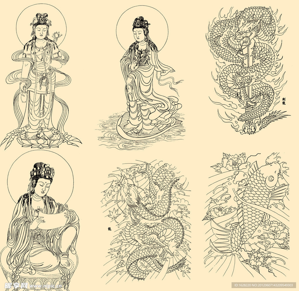 白描人物艺术作品