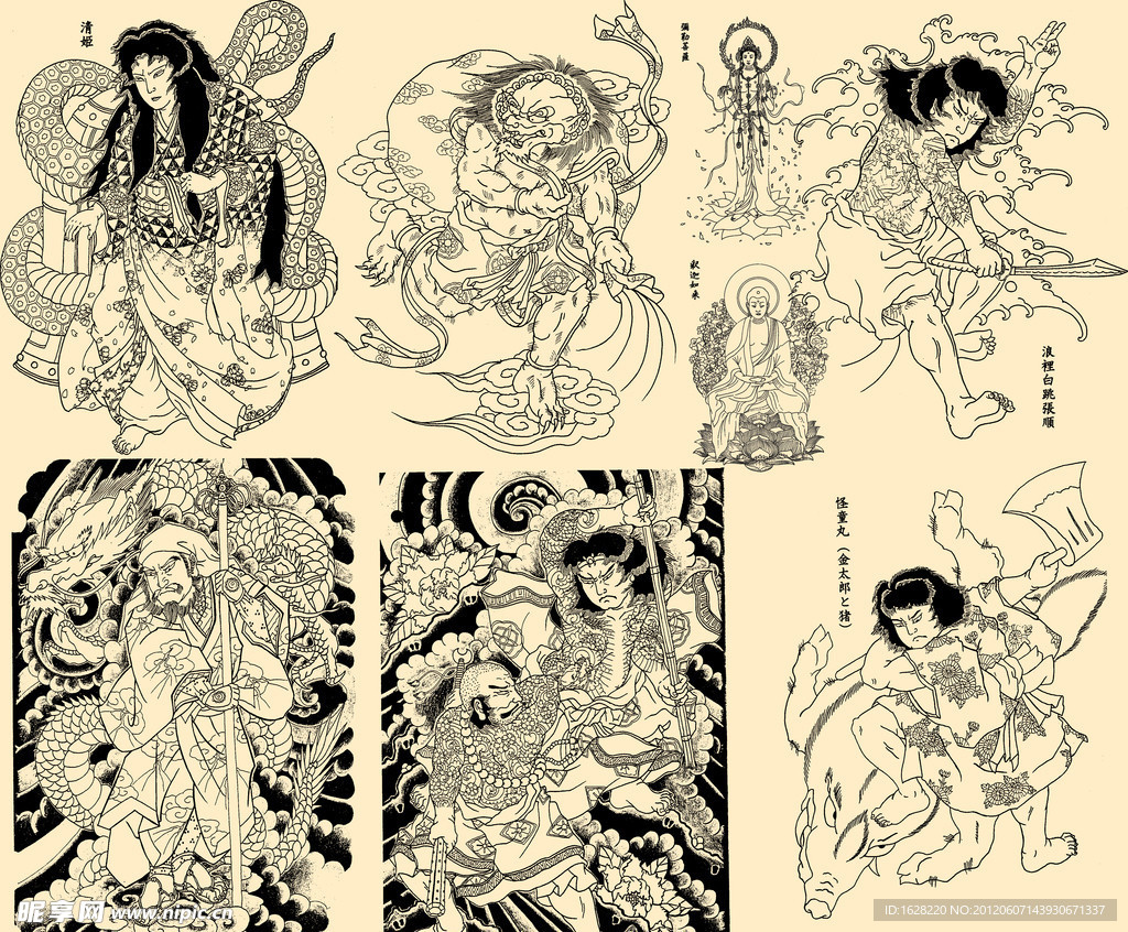 白描人物艺术作品