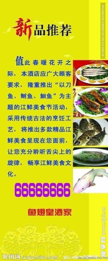 酒店鱼类美食X展架