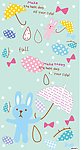 卡通小兔小鱼雨伞花纸
