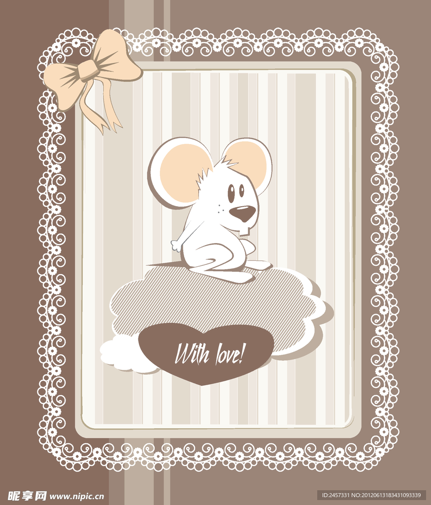 欧式花纹边框 可爱小老鼠