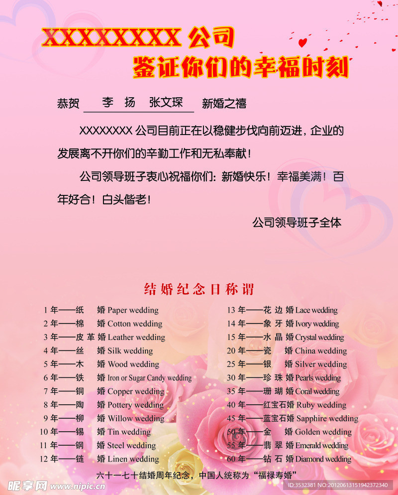 结婚贺卡内页