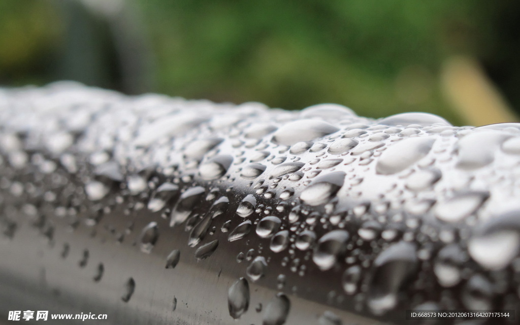 围栏上的雨水