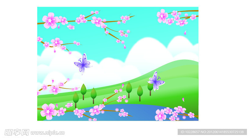 桃花引蝶