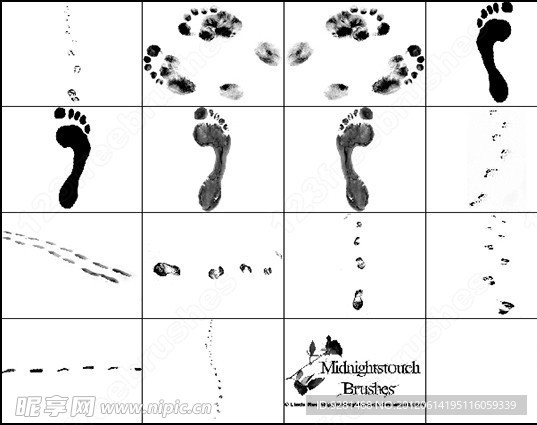 超逼真足迹笔刷与脚印PS笔刷