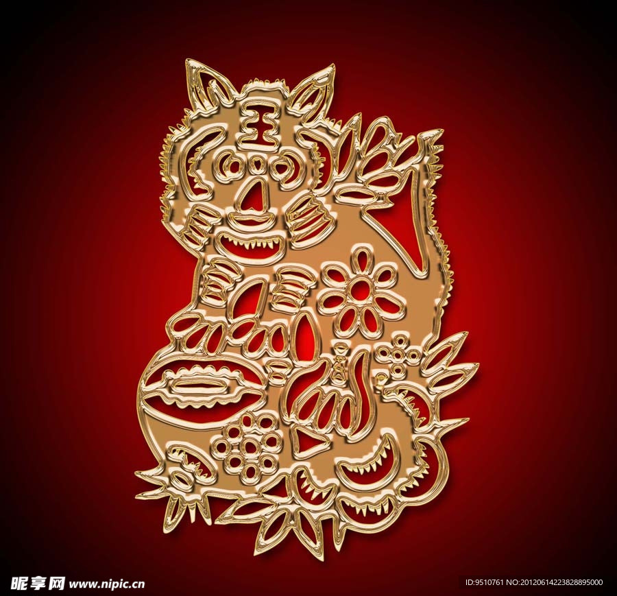 老虎镂空金属图案
