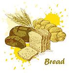 手绘面包小麦