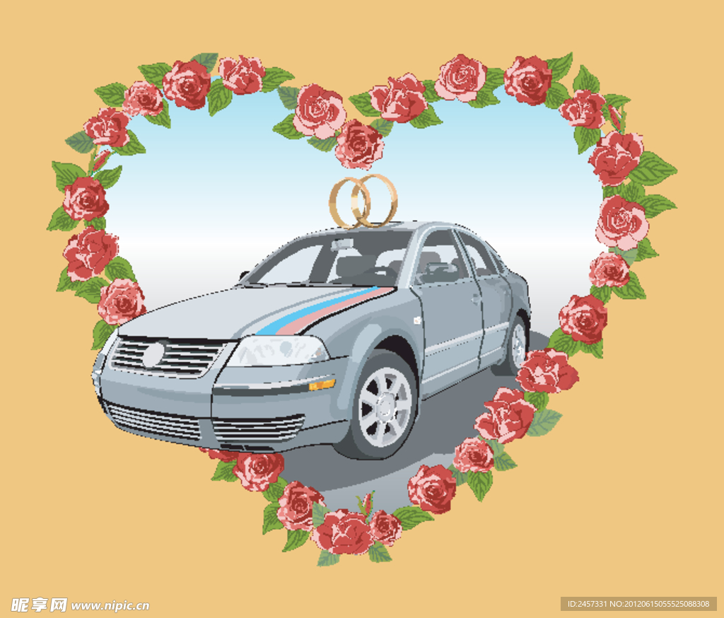 玫瑰爱心婚车