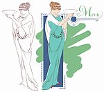 欧式菜单设计 古典女人