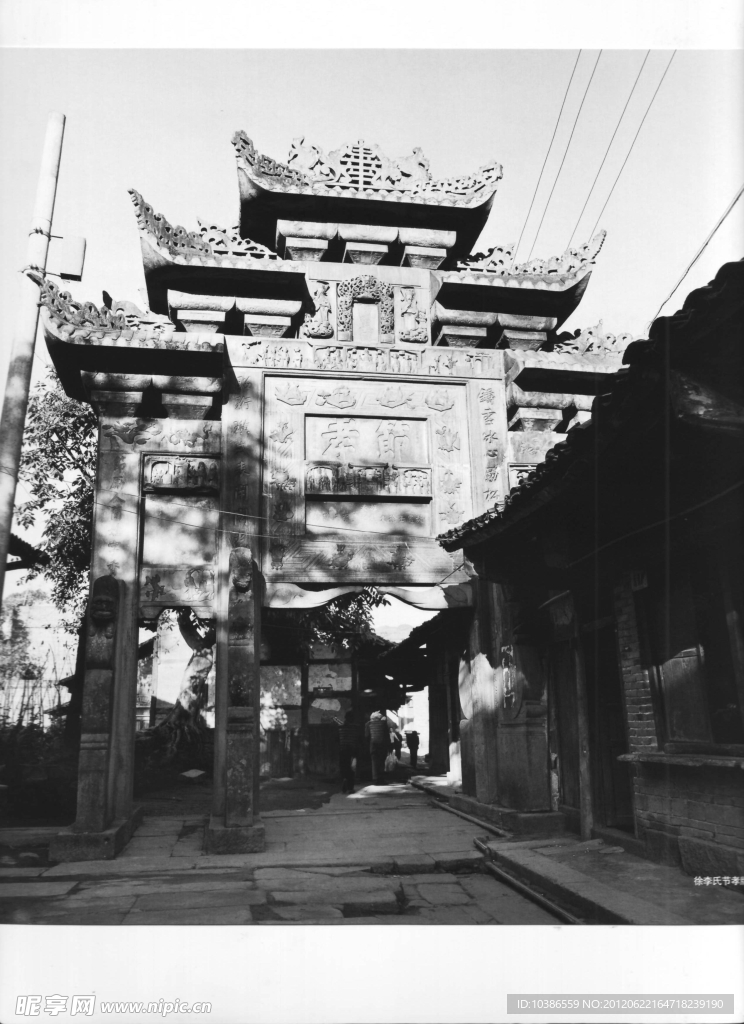 传统古街巷怀旧黑白照片