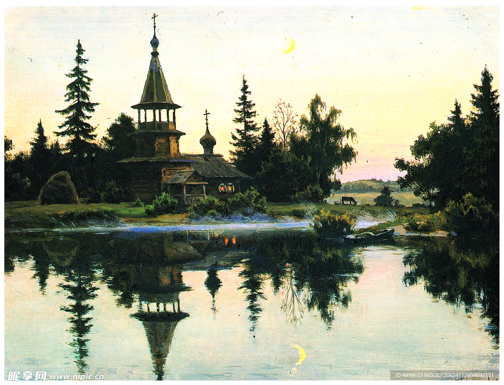 建筑风景油画