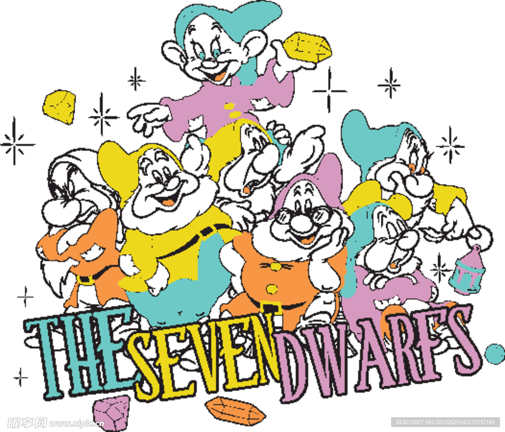 白雪公主与七个小矮人风格插画设计作品-设计人才灵活用工-设计DNA