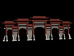 古建筑五门十柱碑坊彩绘