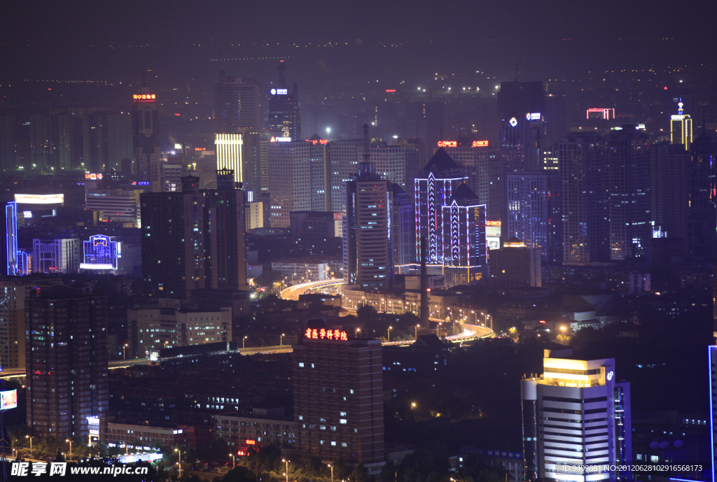 济南夜景高架桥灯光