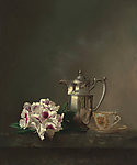 花银质茶壶油画