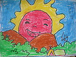 儿童蜡笔画太阳