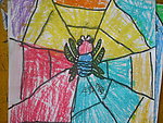 儿童蜡笔画蜘蛛网