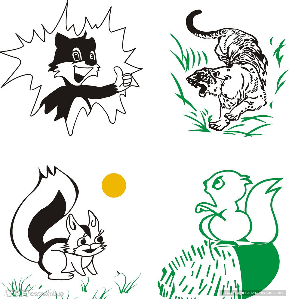 猫 松鼠 老虎