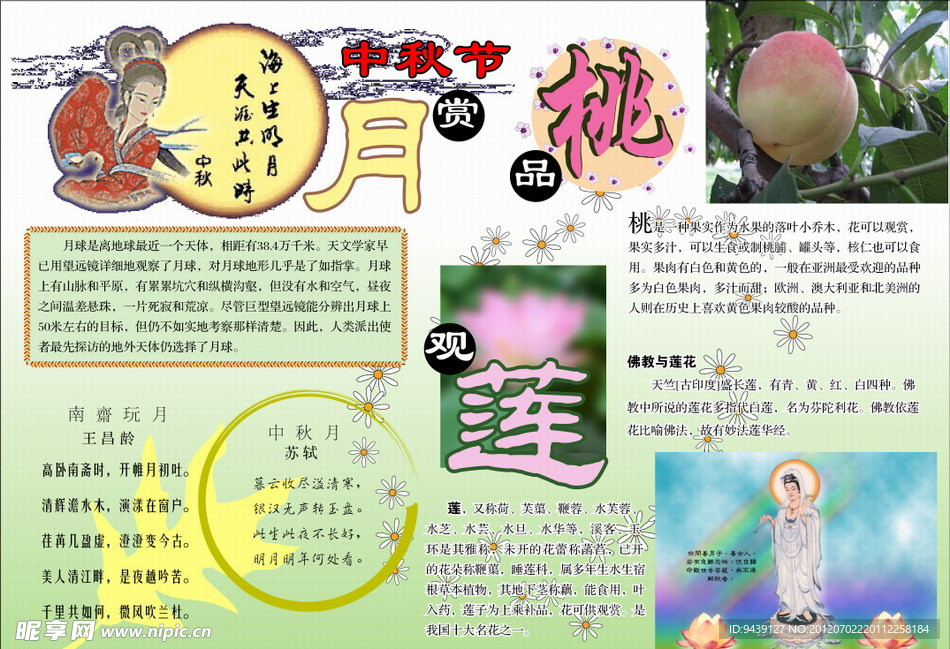 中秋节 月桃莲手抄报