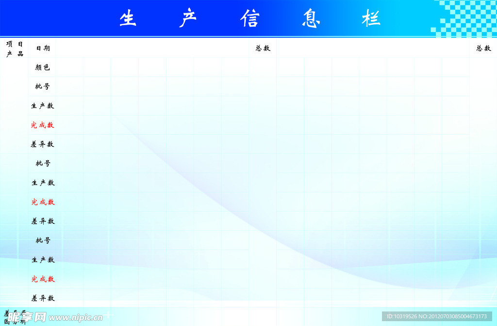 生产信息栏