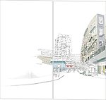 手绘繁华地带街道
