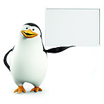 3d企鹅空白广告牌