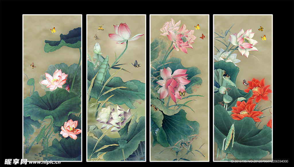 荷花国画