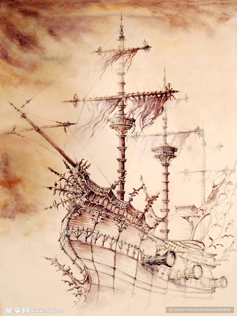 油画 海盗船