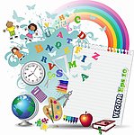 彩虹蝴蝶学校学生用品背景
