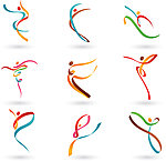 七彩线条舞蹈人物标志