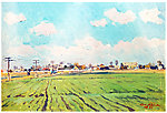 田野风景油画