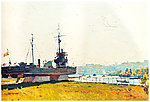 港口风景油画
