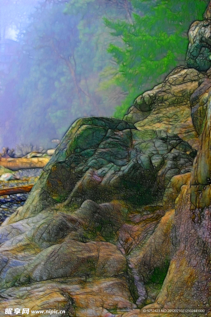 油画 岩石