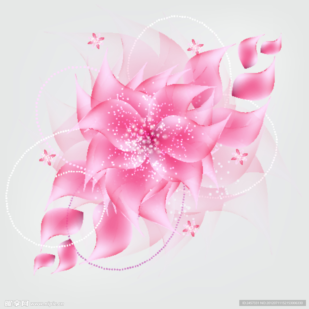 粉色时尚梦幻花纹花朵 花卡