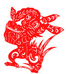 小白兔采萝卜剪纸