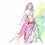 手绘水墨性感女孩