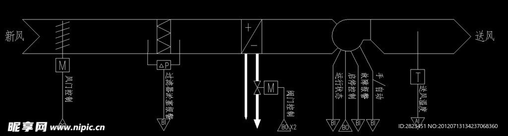 电视台 新风机组系统监控原理图