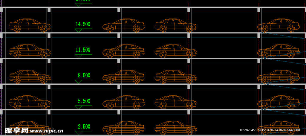 停车库 剖面图