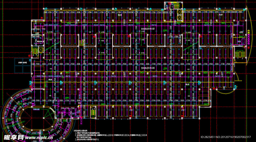 停车库 四层给排水消防平面图