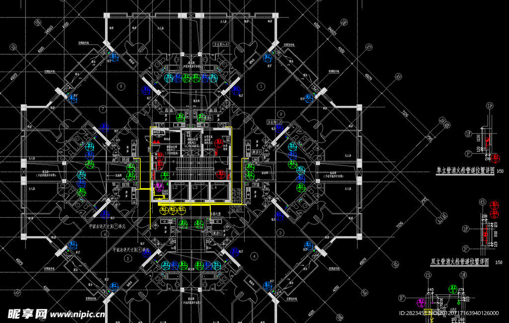 新港大厦 楼层给排水消防平面