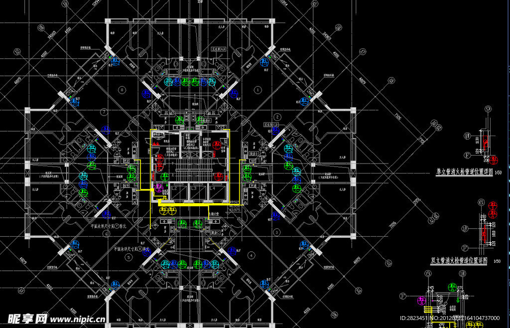 新港大厦 楼层给排水消防平面