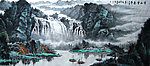 国画 云山垂瀑