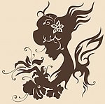 梦幻花纹女孩剪影