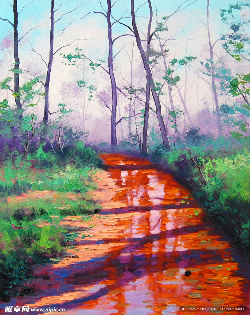 油画 浅溪