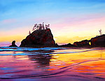 油画 海岸晚景